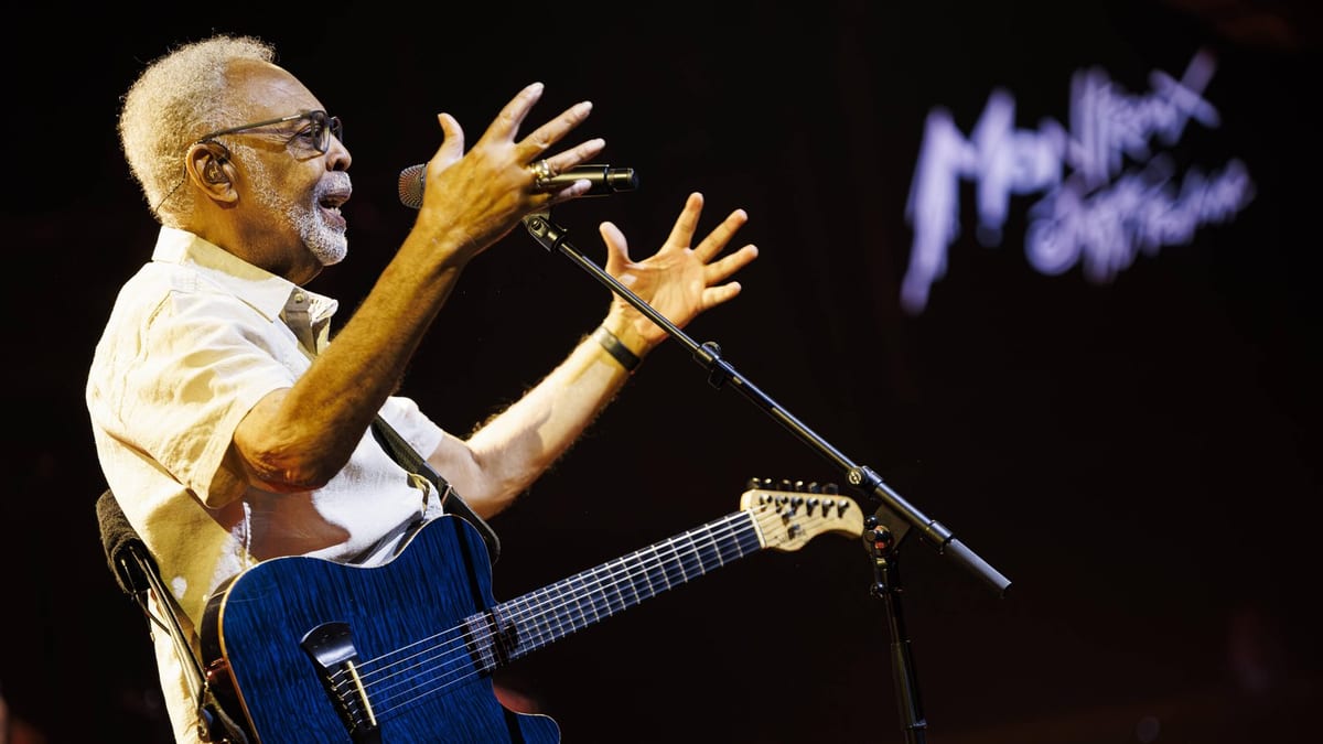 Gilberto Gil en concert au Montreux Jazz Festival, en juillet 2023.