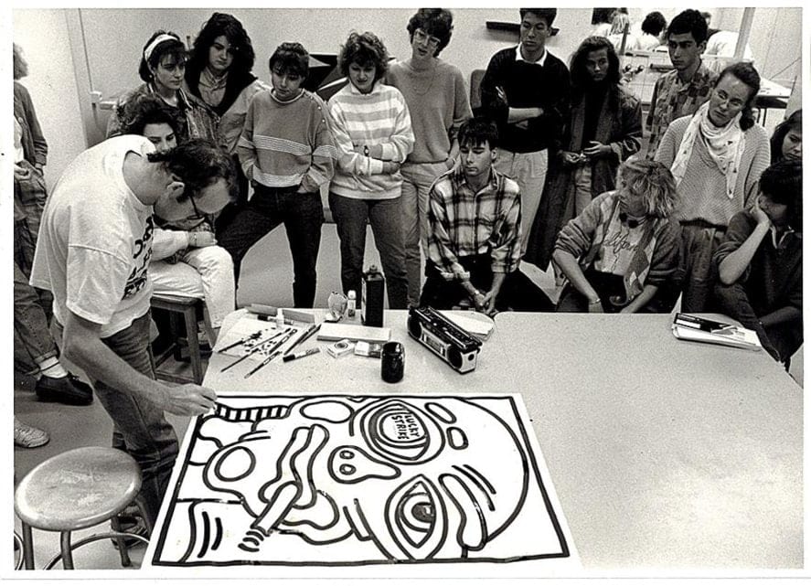 Keith Haring au Gymnase du Bugnon, en 1987.