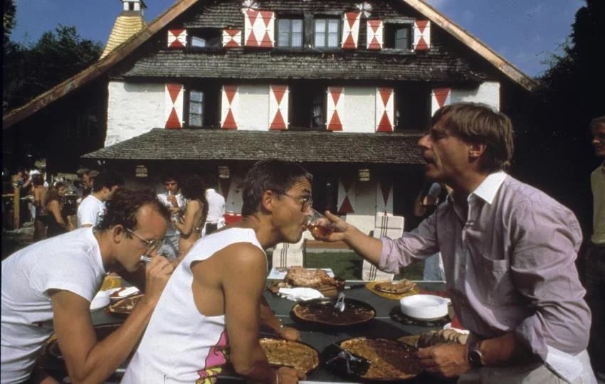 Keith Haring, Claude Nobs et Emil Steinberger au chalet de Claude Nobs, à Haut-de-Caux.