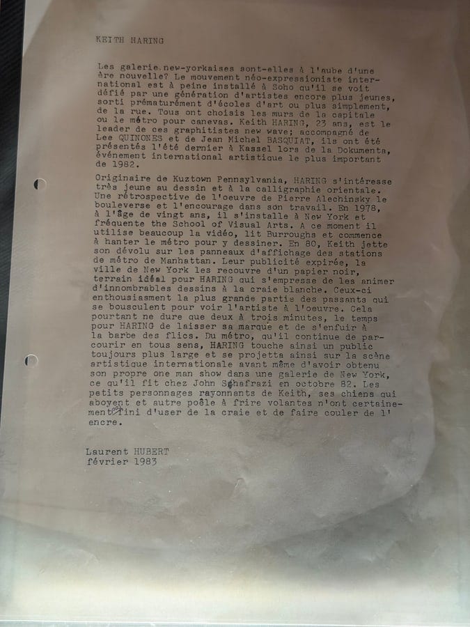 La note de présentation de Laurent Hubert, février 1983.