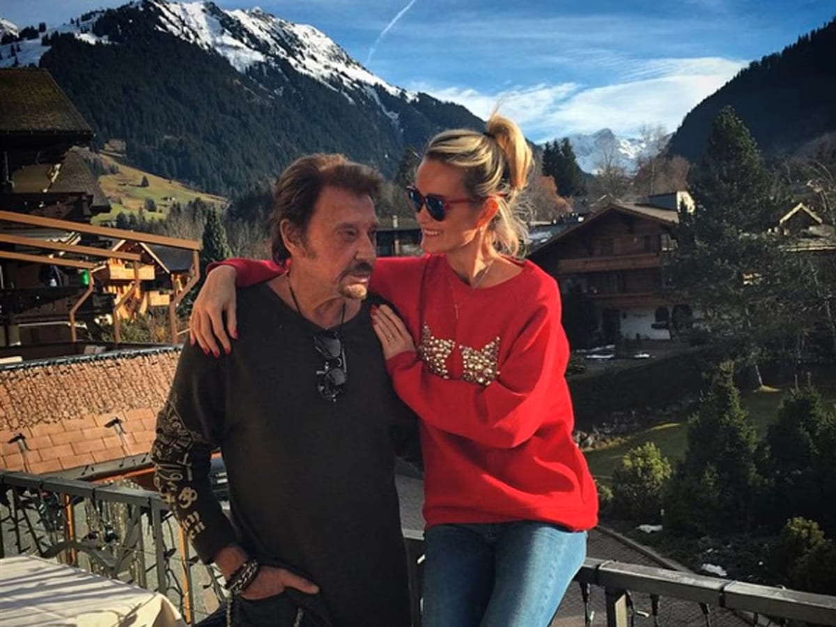 Johnny Hallyday et son épouse Laeticia à Gstaad.