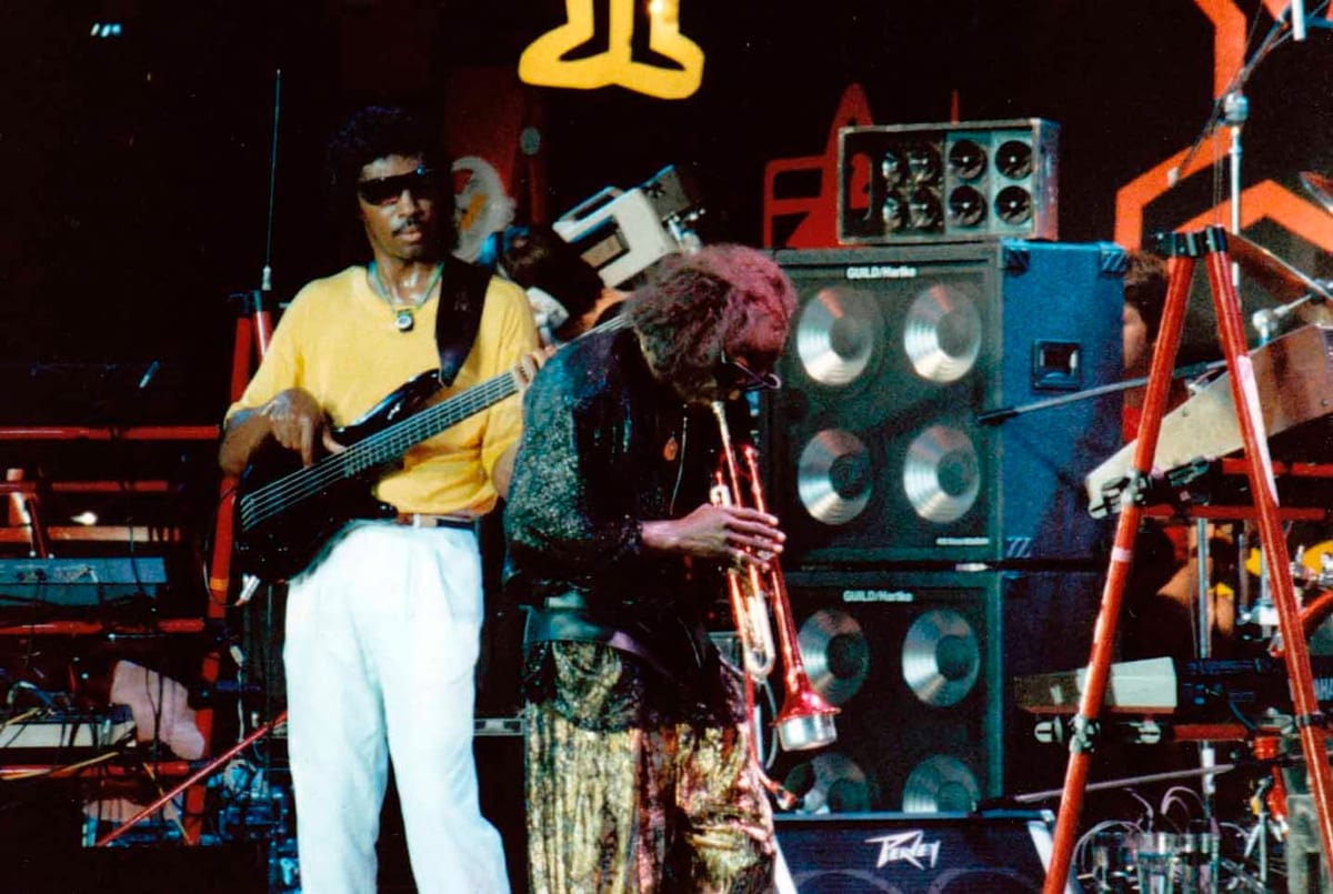 Miles Davis en concert au Montreux Jazz Festival (1986).