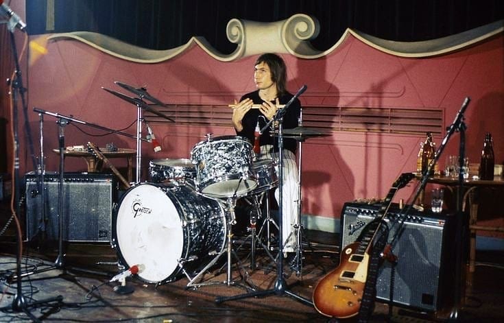 Charlie Watts pendant les répétitions à Montreux, en 1972.
