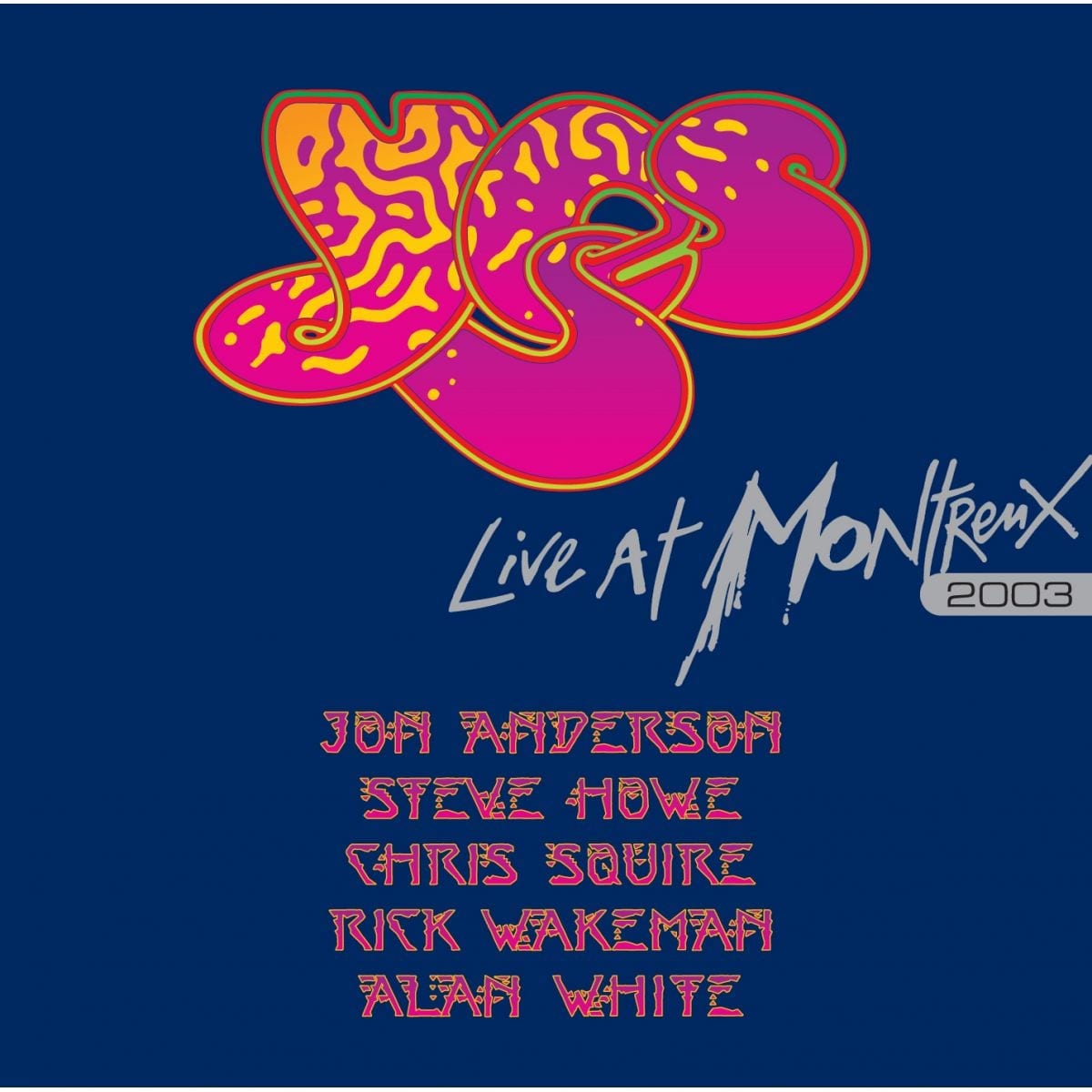 La pochette de « Yes, Live at Montreux 2003 » : le groupe est revenu jouer au festival avec Rick Wakeman.