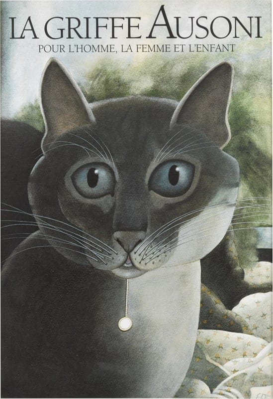 Une des affiches de La Griffe Ausoni, dispersée à la vente aux enchères de Mary Austin (Sotheby’s, 2023).