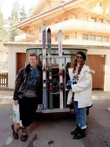 David Bowie et Iman à Gstaad, en 1992.