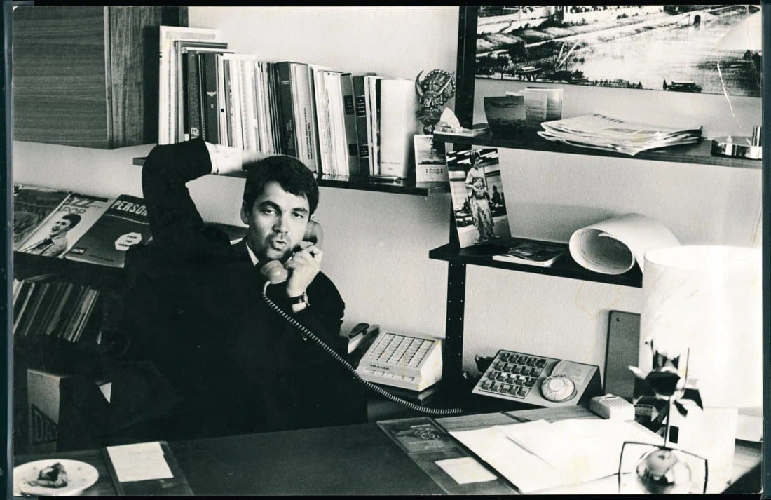 Claude Nobs dans son bureau en 1967, l’année du premier festival.
