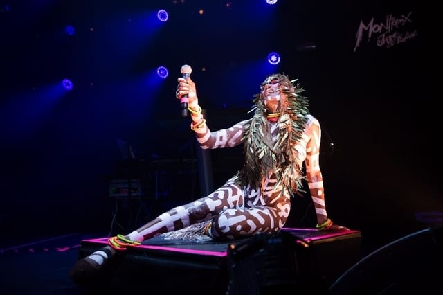 Grace Jones sur scène au Montreux Jazz Festival, en 2017.
